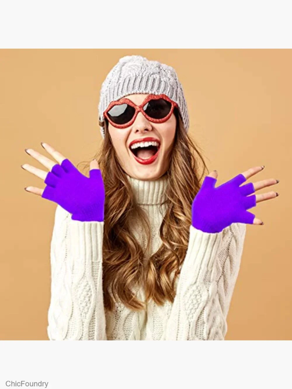 4 Pairs Fingerless Gloves Half Mittens Winter Knitted for Kids
